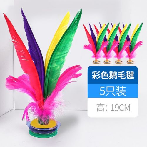 杜威克 毽子大號(hào)鵝毛花毽兒 兒童小學(xué)生成人羽毛毽球耐踢牛筋底 5個(gè)裝