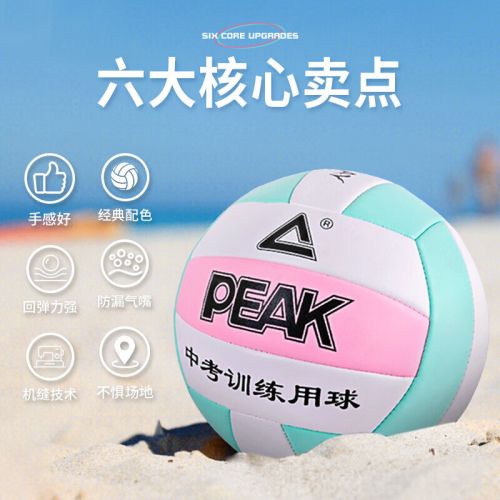 匹克PEAK排球中考專用比賽5號經(jīng)典機(jī)縫PVC兒童男女學(xué)生中考訓(xùn)練排球YQ11308白/海蘭