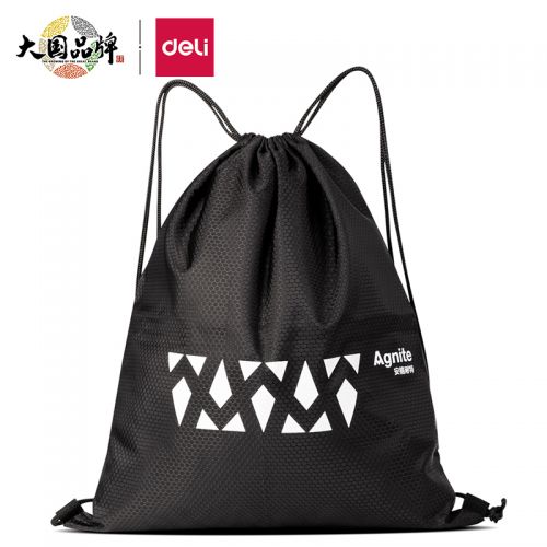 安格耐特（Agnite）×得力束口包防水男女運(yùn)動(dòng)包訓(xùn)練健身包雙肩包背包排球足球鞋包收納袋 黑色FZ101