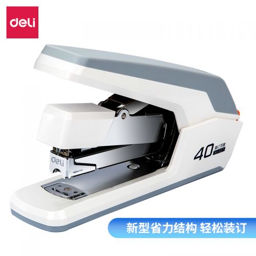 得力(deli)省力型訂書機(jī)/訂書器 適配24/6,26/6及24/8訂書釘 辦公用品 白色0371