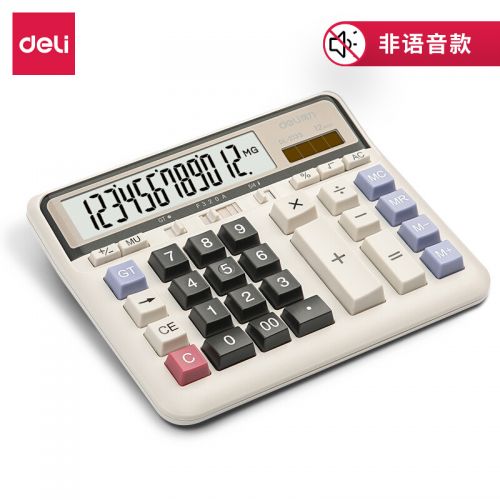 得力(deli)雙電源電腦按鍵計算器 12位大屏橫式計算機(jī) 金融財務(wù)/銀行計算 辦公文具用品 白色2135