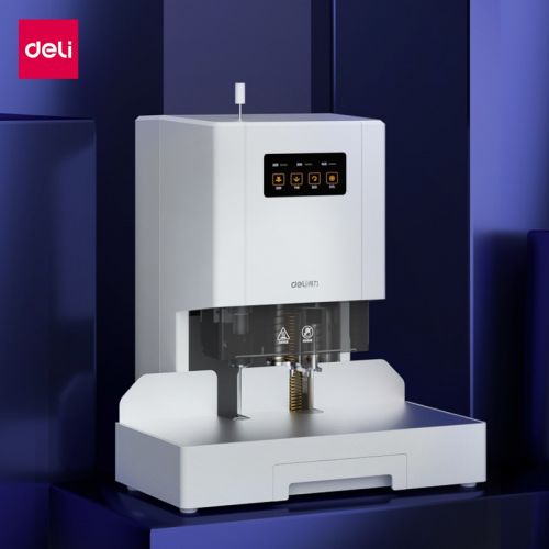 得力（deli）14601 激光定位自動會計財務憑證裝訂機 熱熔膠鉚管裝訂機電動檔案文件打孔機