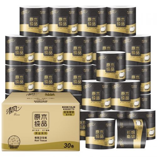 清風(fēng)卷紙 黑金厚韌4層110克*30卷衛(wèi)生紙 卷筒紙（整箱銷(xiāo)售）