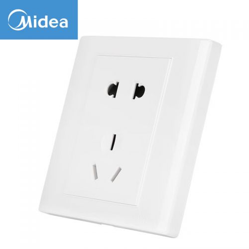 美的（Midea）開關(guān)插座面板電源面板86型五孔5孔二三插墻壁暗裝10只十套餐E03